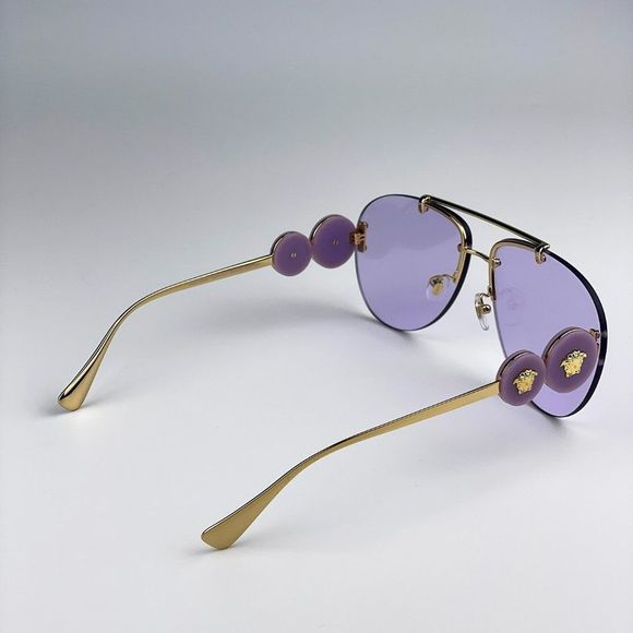 Versace VE2250 14871A Sunglasses Gold Light Violet Pilot Women - Picture 8 of 13